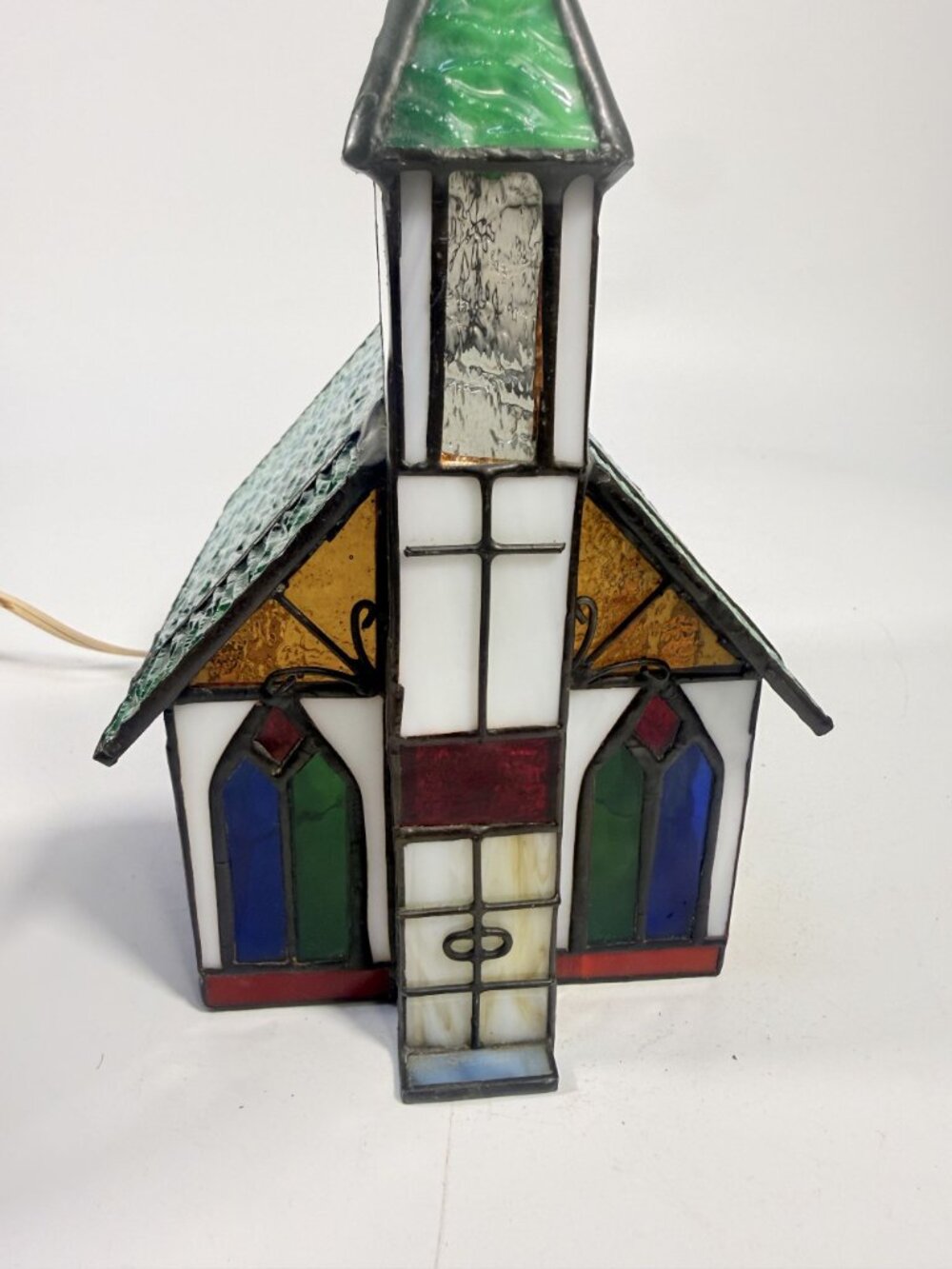 Lamp Light Tiffany Style Stained Glass 3D Church Chapel Cross Vintage Holiday - Picture 11 of 15